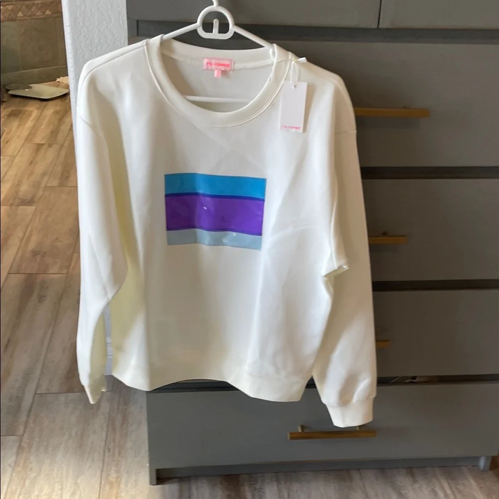 re:named White Sweater with Blue and Purple Stripes